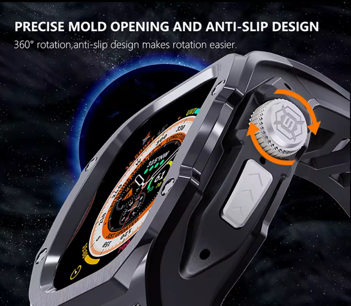 SHELLBOX - KREW Rugged Support Wireless Charging Shockproof 316 Stainless Steel Watch Ultra Case For Apple With Soft Silicon Watchband