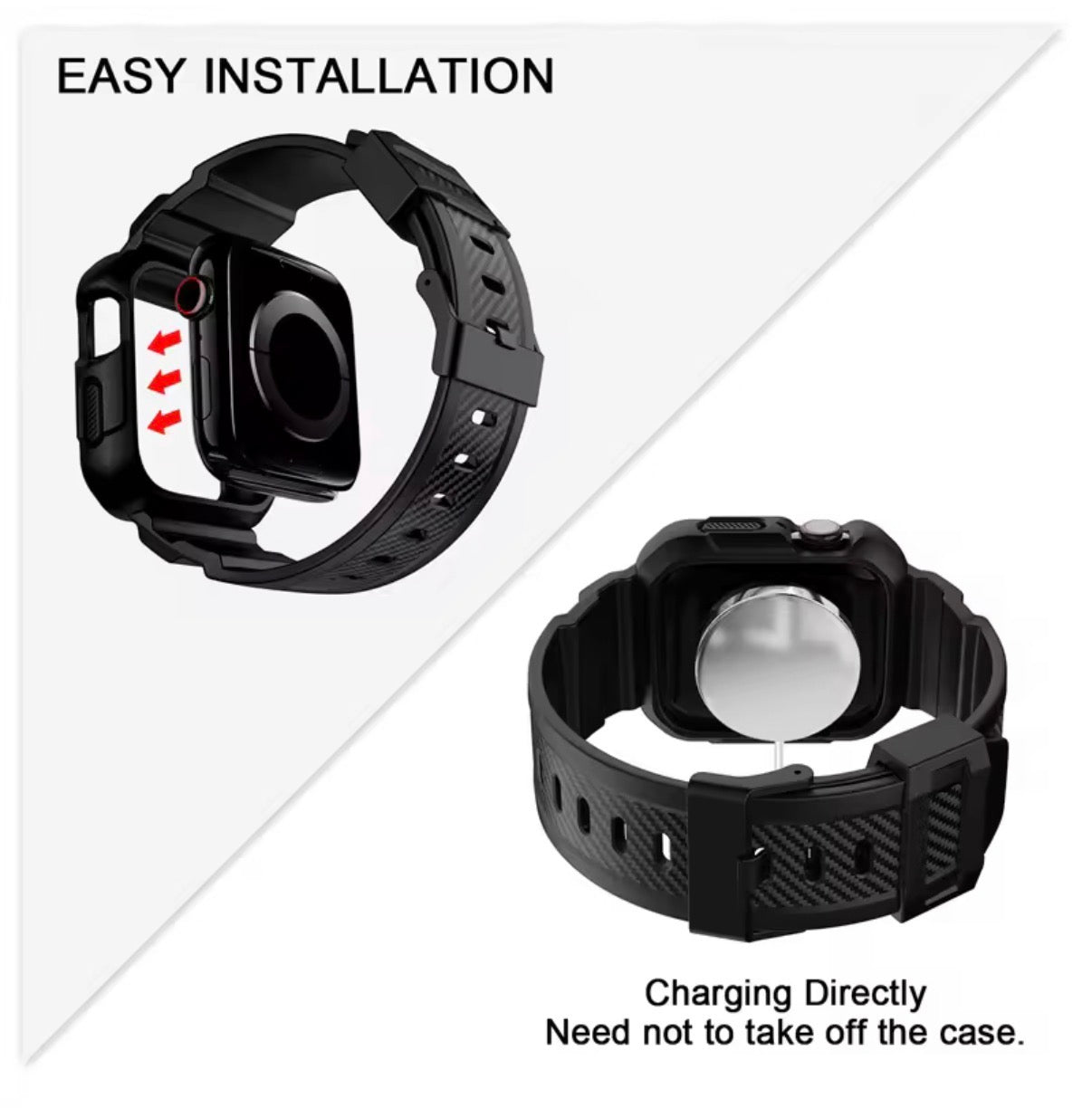 2 in 1 Armor Watch Case with Silicone Strap For Apple Watch Ultra 49mm
