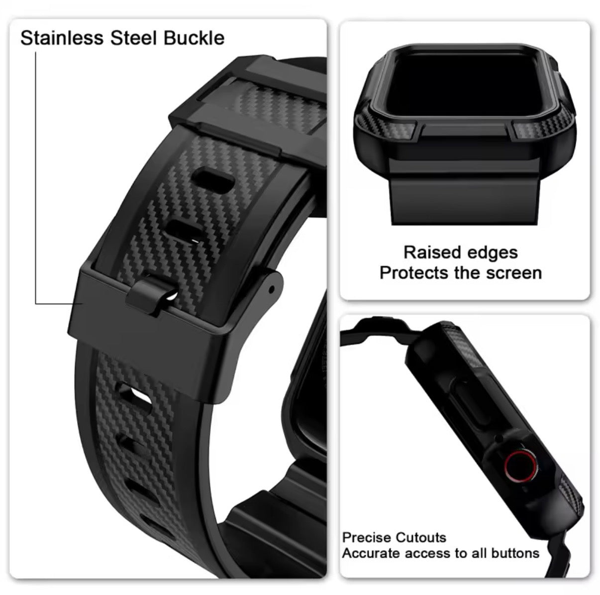 2 in 1 Armor Watch Case with Silicone Strap For Apple Watch Ultra 49mm