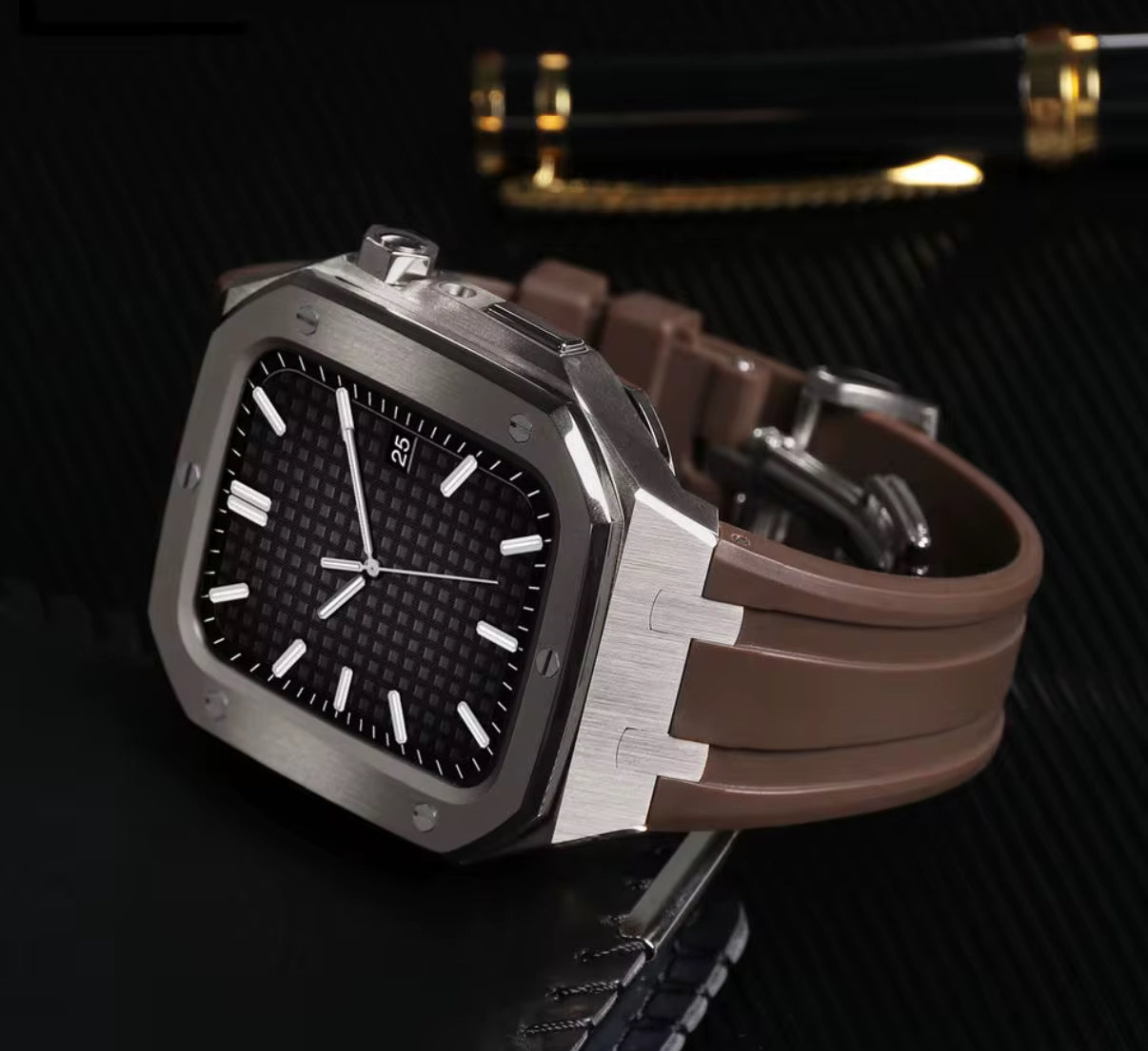 Luxury 44mm 45mm Metal Bumper Band Straps Stainless Steel Smart I Watch case for apple Iwatch Series 7 6 case