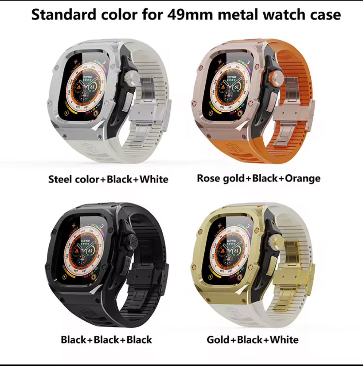 SHELLBOX - KREW Rugged Support Wireless Charging Shockproof 316 Stainless Steel Watch Ultra Case For Apple With Soft Silicon Watchband